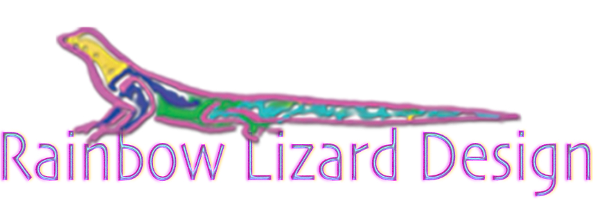 Image is the logo for Rainbow Lizard Design 