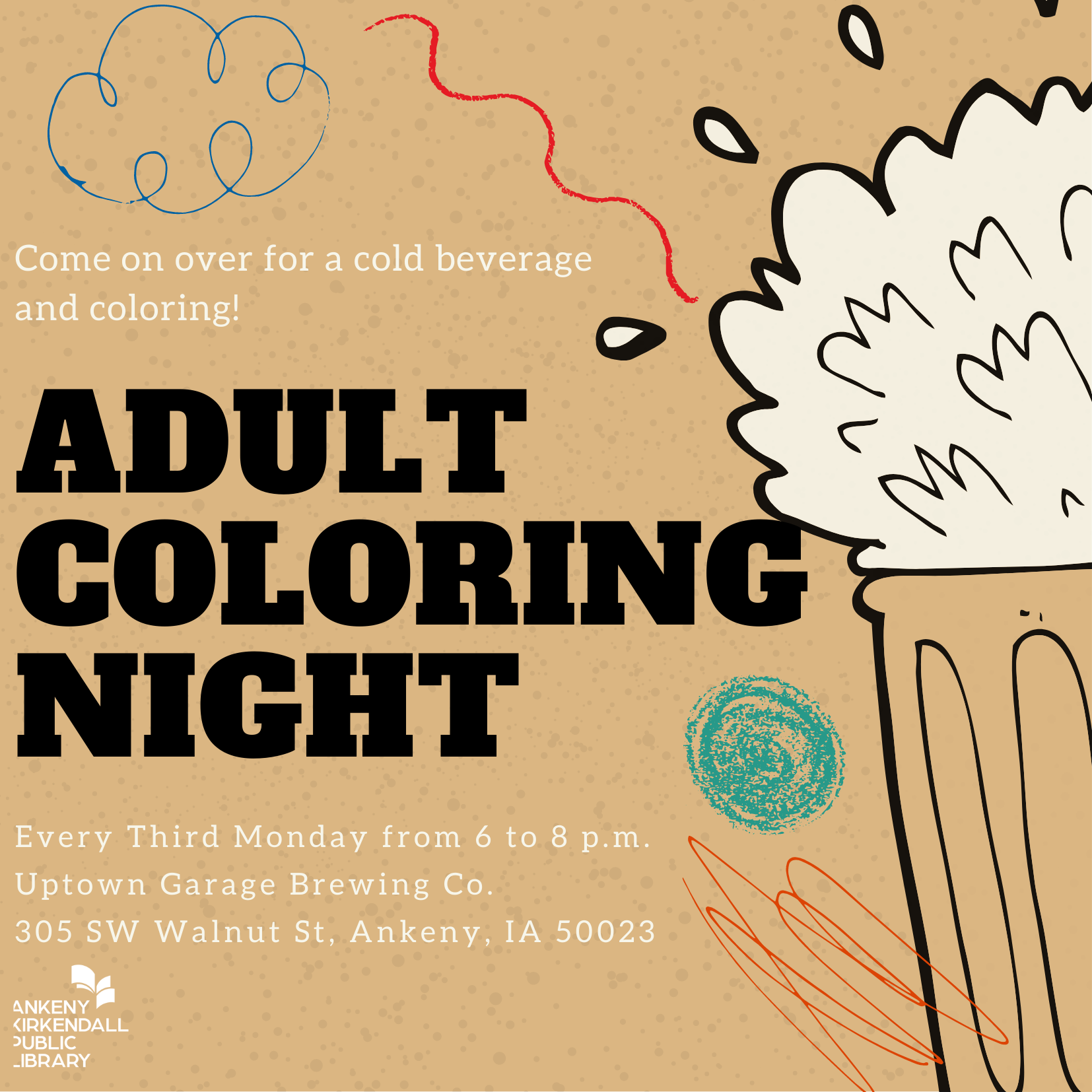Flyer for Adult Coloring Night