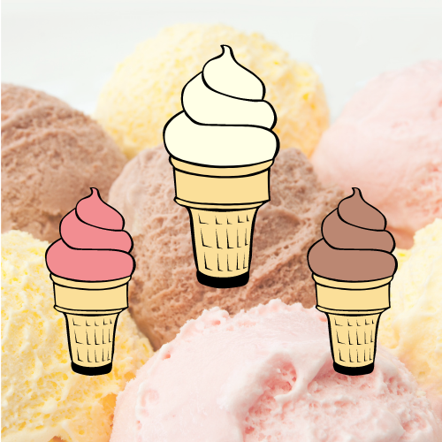 Ice cream cones in front of scoops of ice cream