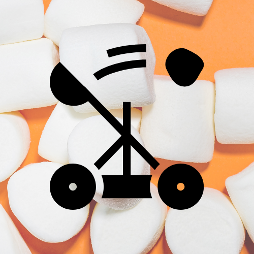 Catapult over a background of marshmallows