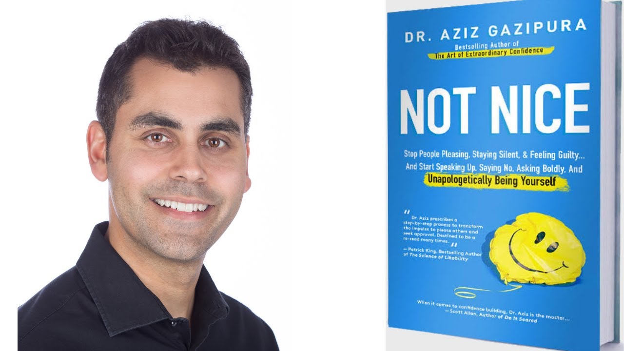 Photo of Aziz Gazipura next to the book cover of Not Nice