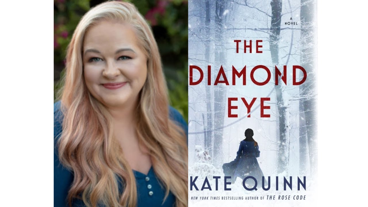 Photo of Kate Quinn next to the book cover of The Diamond Eye