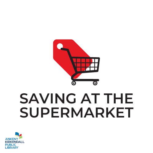 Poster with a shopping cart in front of a large red tag