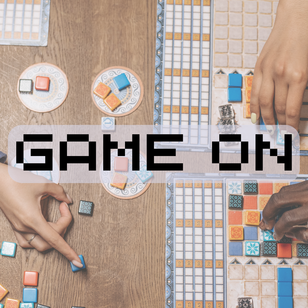 The words "Game On" above an image of hands playing a game