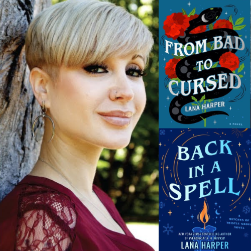 Photo of author Lana Harper and the book cover of From Bad to Cursed and Back in a Spell