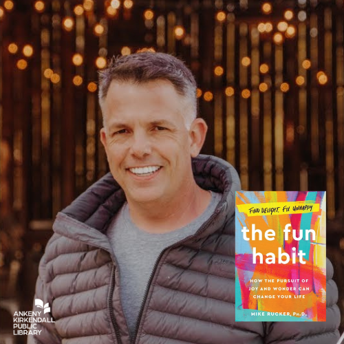 Photo of author Mike Ruker, Ph.D. and a small graphic of the book cover for his book The Fun Habit.