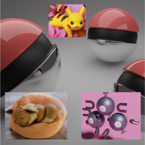 Various Pokémon overtop image of Poké Balls