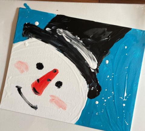 finger paint snowman