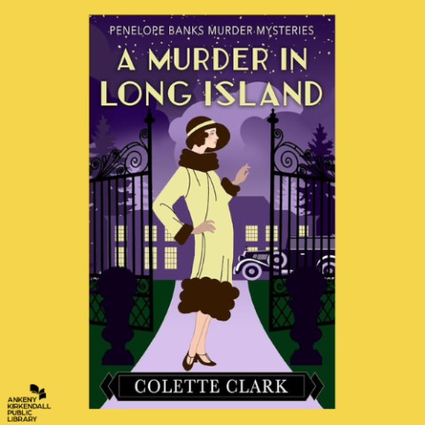 Book cover of A Murder in Long Island set against a yellow background