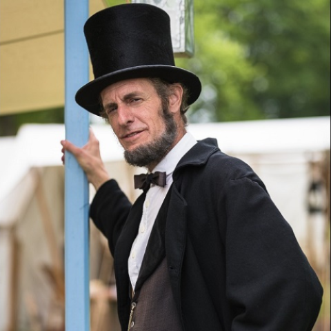 Photo of Kevin Woods portraying Abraham Lincoln