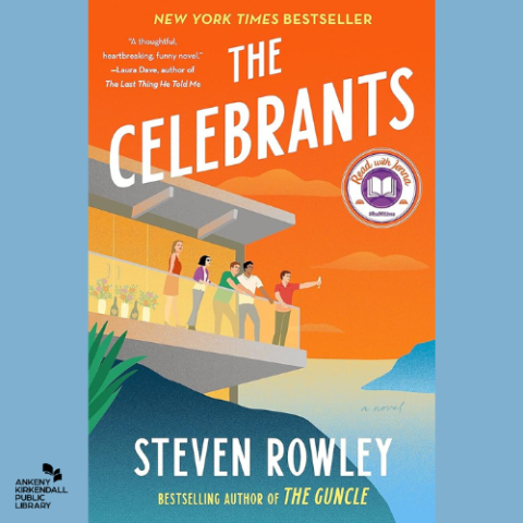 Book cover of The Celebrants by Steven Rowley with a light blue background
