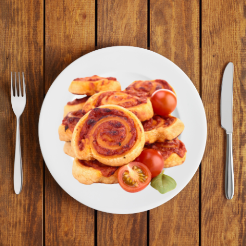 Pizza pinwheels on a plate