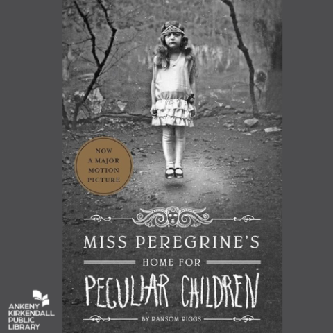 Cover of Miss Peregrines Home for Peculiar Children with a girl in a 1920s flapper dress hovering above the ground