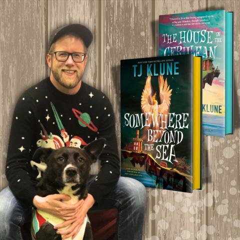 Author TJ Klune and dog