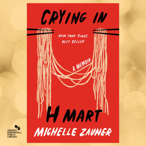 Book cover of Crying in H Mart with a yellow background made of blurred flashing lights