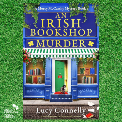 Book cover of An Irish Bookshop Murder with a background of green grass
