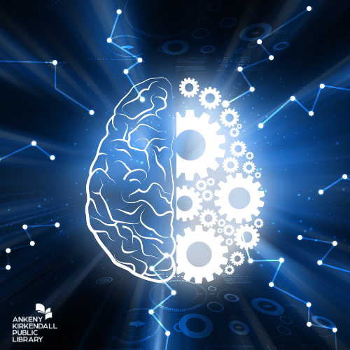 Graphic of a brain, with one half made of gears