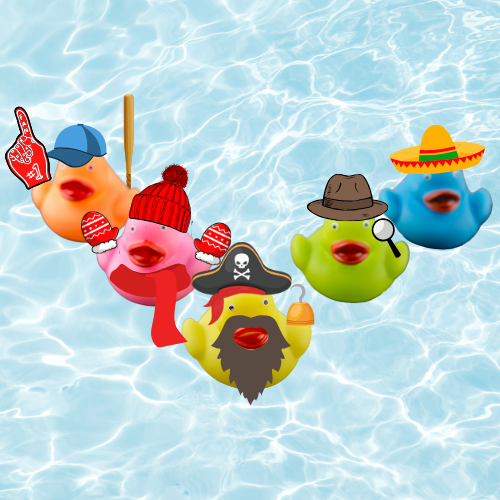 Various rubber ducks in costumes