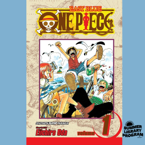 Cover of One Piece by Eiichiro Oda with Nami, Luffy, and Zoro laughing on a boat