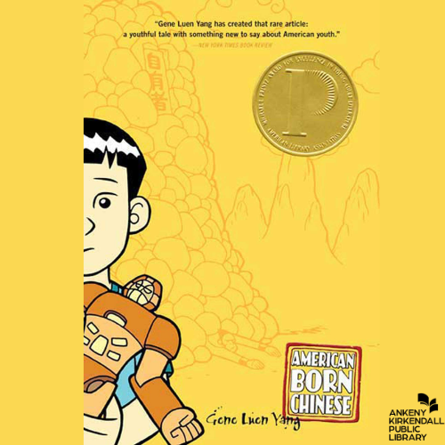 Cover of American Born Chinese by Gene Luen Yang with a boy holding an action figure